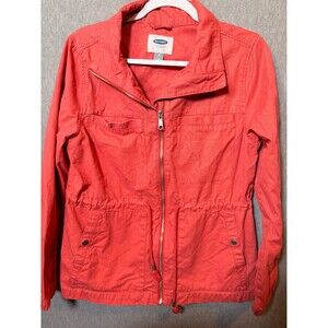 Old Navy Women's Coral Utility Anorak Jacket Full Zip Drawstring Waist Size M